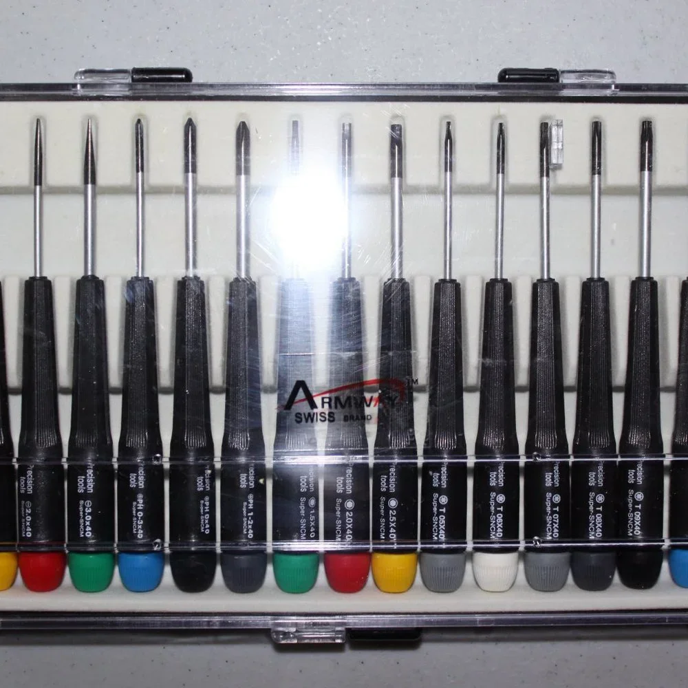 New 15 pcs Precision Screwdriver Tool Set Flat Blade, Phillips,Torks,Hex Key - Picture 4 of 11